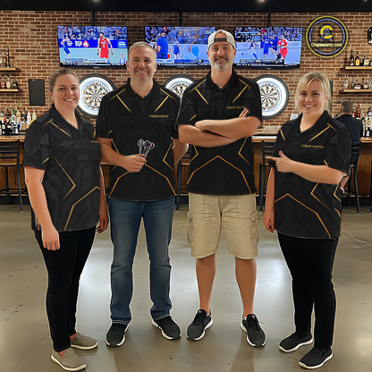 Custom Black Gold Dartboard Shirts Dart Shirt for Men Dart Team Jersey Dart League NNT178