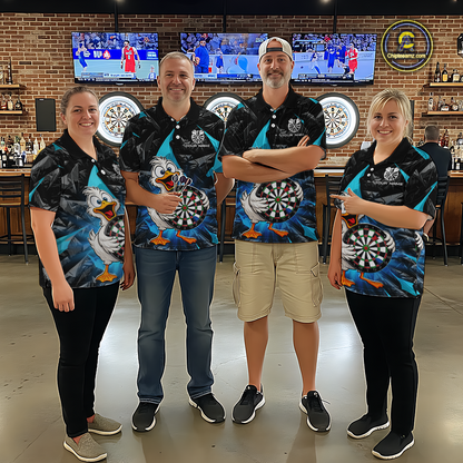 Custom Turquoise Duck Funny Dart Shirt Dart Team Jersey for Women Dartboard Polo & 1/4Zip NNT167