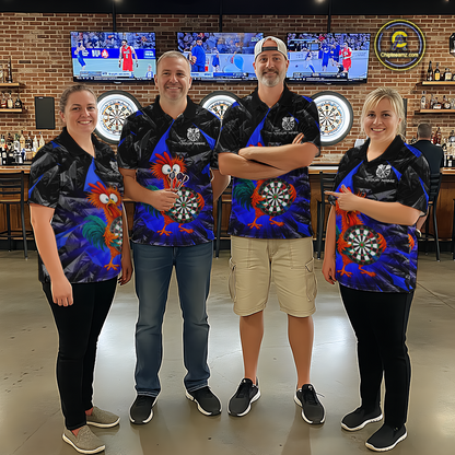 Custom Funny Blue Chicken Dart Shirts For Women Dart Board Gifts Darts Team Jerseys Dart League NNT152