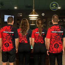 Load image into Gallery viewer, Black And Red Cracked Flaming Pool 8 Ball Men Billiard Shirt Custom Ball Billiard Team Attire NYN2625