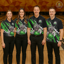 Load image into Gallery viewer, Custom Green Raccoon Bowling Jersey for Men Bowling Team Shirts Bowling Polo &amp; 1/4 Zip HNT254