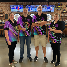 Load image into Gallery viewer, Custom Neon Pattern Dart Shirts For Women Dart Board Shirts Polo &amp; 1/4 Zip Dart Jersey Team NNT128