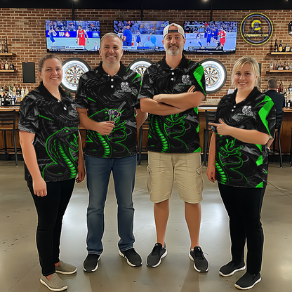 Green Custom Cobra Snake Dart Shirts for Men Dart Team Jersey Dartboard Gifts Polo & 1/4 Zip NNT162