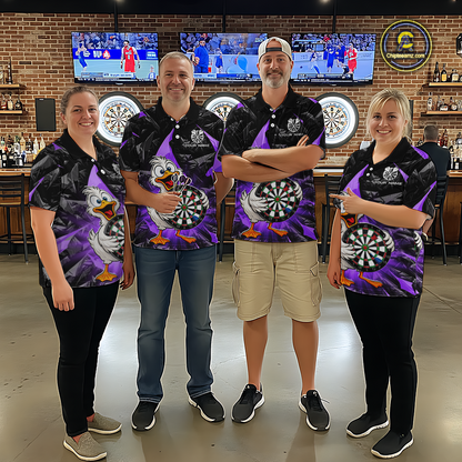 Custom Purple Duck Funny Dart Shirt Dart Team Jersey for Women Dartboard Polo & 1/4Zip NNT167