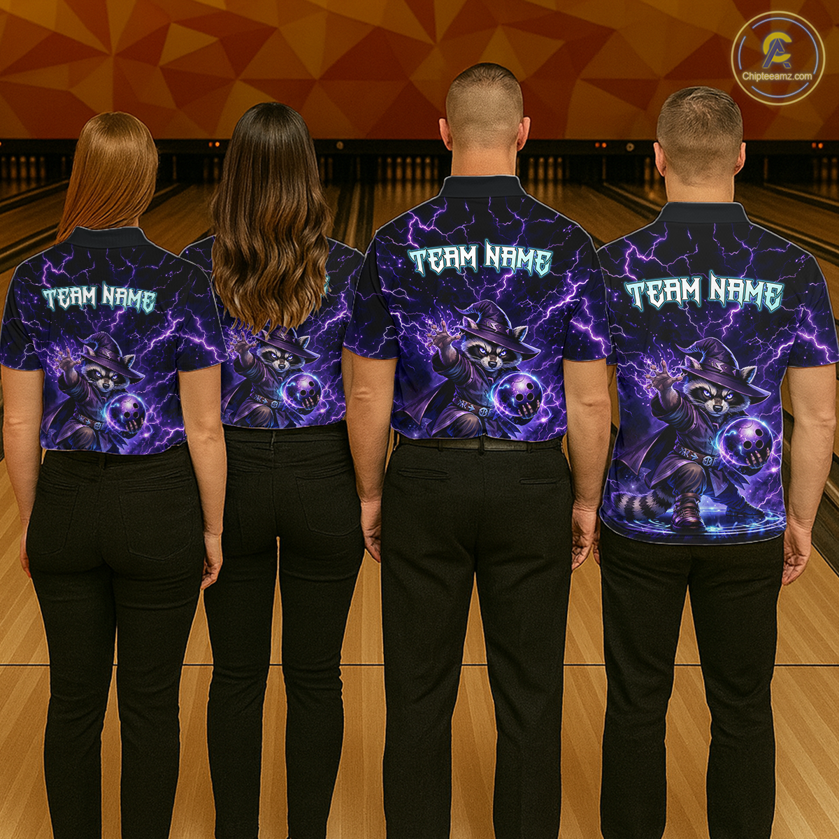 Personalized Raccoon Wizard Bowling Shirt for Men Purple Thunder Lightning Bowling Jersey QZT920