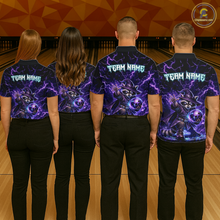 Load image into Gallery viewer, Personalized Raccoon Wizard Bowling Shirt for Men Purple Thunder Lightning Bowling Jersey QZT920