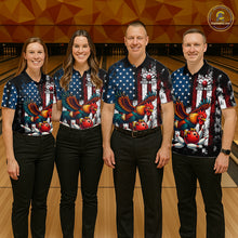 Load image into Gallery viewer, Custom Rooster US Flag Bowling Jersey for Women Bowling Team Shirts Bowling Polo &amp; 1/4 Zip HNT259