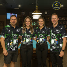 Load image into Gallery viewer, Custom Green Funny Raccoon Billiard Shirt for Women 8 Ball Pool Billiard Jersey Polo &amp; 1/4-Zip BHT5