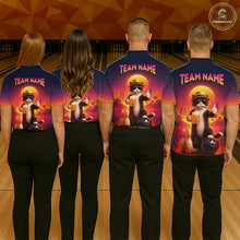Load image into Gallery viewer, Custom Beer Cat Retro Bowling Shirt for Women Cat Funny Beer Bowling Team Jersey Polo &amp;1/4 Zip HNT275