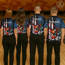 Load image into Gallery viewer, Custom Rooster US Flag Bowling Jersey for Women Bowling Team Shirts Bowling Polo &amp; 1/4 Zip HNT259