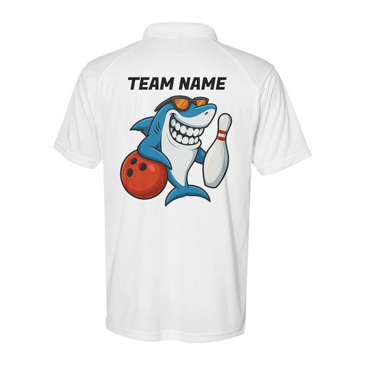 Funny Shark Bowling Performance Polo Bowling Shirts Custom Team Name Bowling Jerseys D03 NQS9872