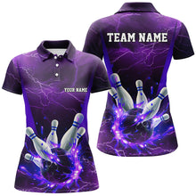 Load image into Gallery viewer, Purple Thunder Lightning Custom Ladies Bowling Shirts, Flame Bowling Jerseys With Team Name IPHW7161