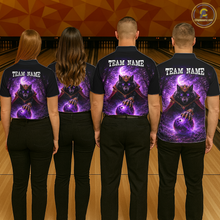 Load image into Gallery viewer, Personalized Night Realm King Wolf Bowling Shirt Crown Bowling Jersey for Women QZT961