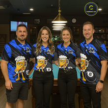 Load image into Gallery viewer, Custom Funny Blue Beer 8 Ball Pool Men Billiard Polo &amp; 1/4 Zip, Billiard Shirt, Billiard Team Jerseys NNT146