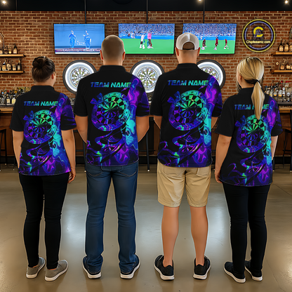 Custom Neon Pattern Dart Shirts For Women Dart Board Shirts Polo & 1/4 Zip Dart Jersey Team NNT129