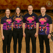 Load image into Gallery viewer, Custom Funny Raccoon Retro Sunset Bowling Jersey for Men Bowling Uniform Bowling Team Shirts HNT280