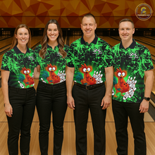 Load image into Gallery viewer, Green Funny Chicken Bowling Jersey for Women Bowling League Bowling Team Shirts Polo &amp; 1/4 Zip HN232