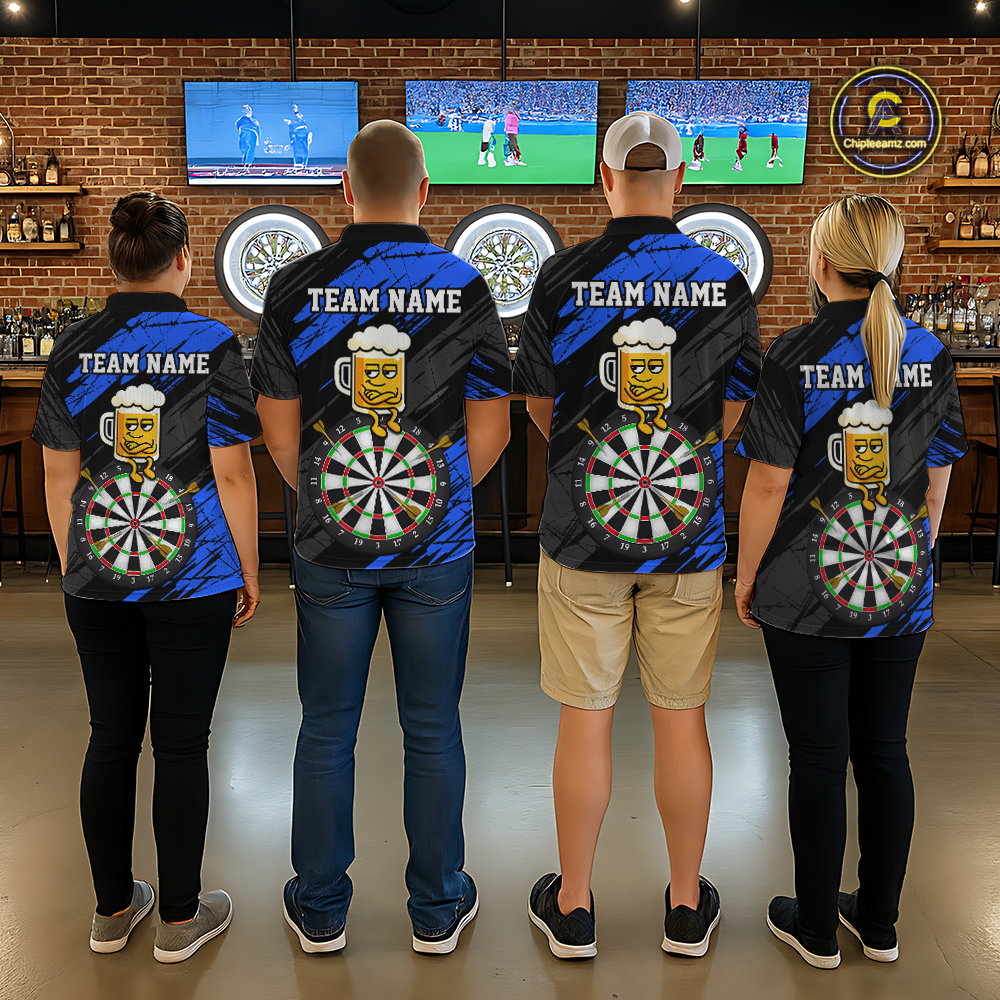 Custom Blue Funny Beer Darts Board Dart Shirts For Women Darts Team Jerseys Dart Tournament NNT120