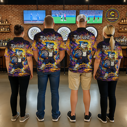 Custom Funny Shark Dart Shirts for Women Darts Team Jerseys Dart Tournament Polo & 1/4 Zip NNT136