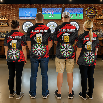 Custom Red Funny Beer Darts Board Dart Shirts For Women Darts Team Jerseys Dart Tournament NNT120