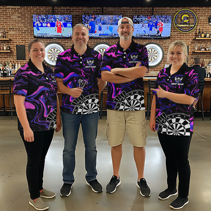 Pink-Purple Pattern Aim Shoot Swear Repeat Darts Team Jerseys Dart Shirts For Women NNT168