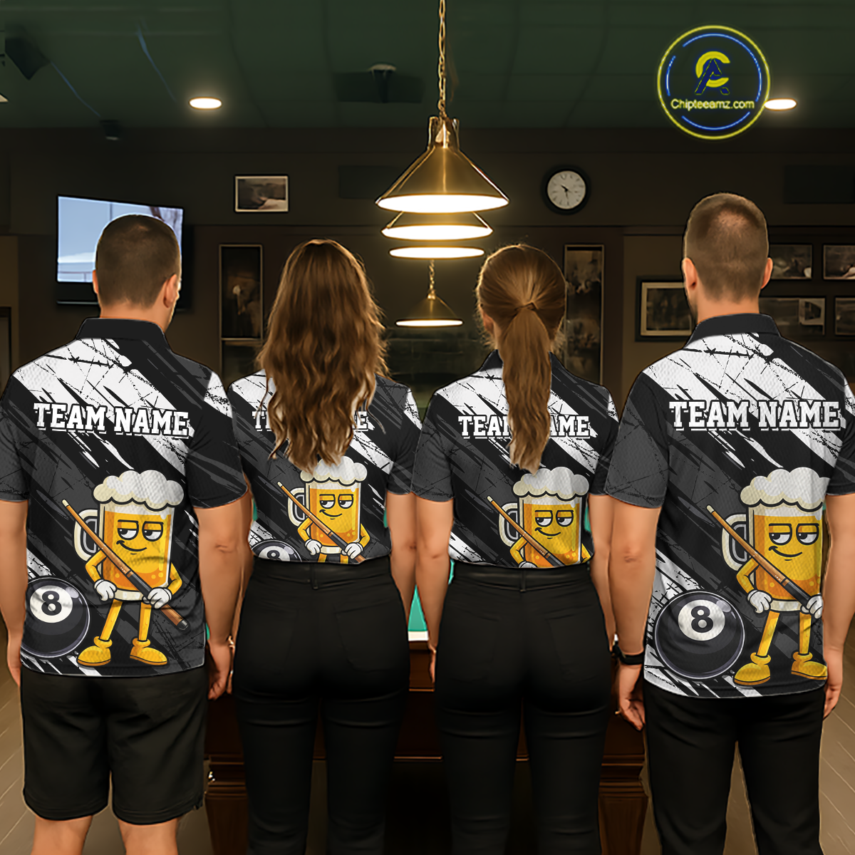 Custom Funny Black Beer 8 Ball Pool Men Billiard Polo & 1/4 Zip, Billiard Shirt, Billiard Team Jerseys NNT146