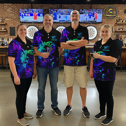 Custom Neon Pattern Dart Shirts For Women Dart Board Shirts Polo & 1/4 Zip Dart Jersey Team NNT129