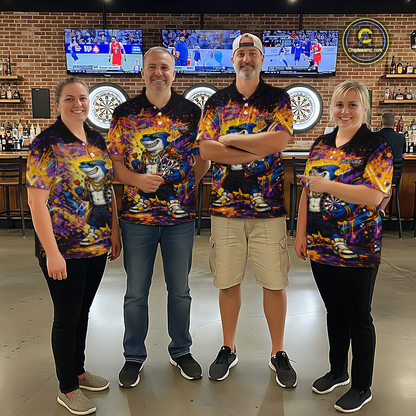 Custom Funny Shark Dart Shirts for Men Darts Team Jerseys Dart Tournament Polo & 1/4 Zip NNT136
