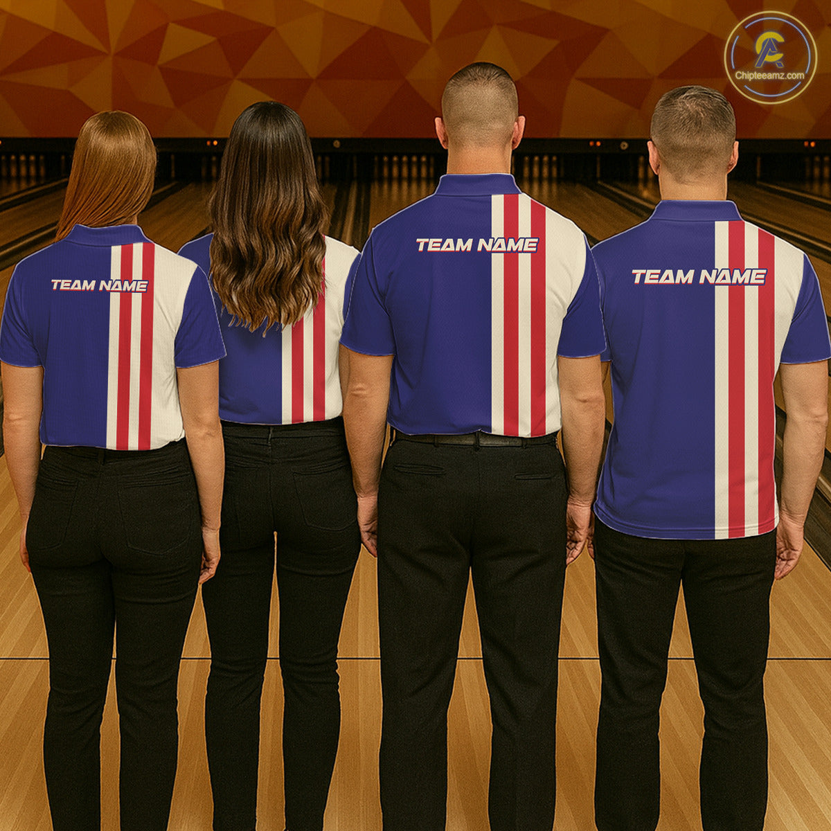 Red, White and Blue Retro Bowling Shirts For Women custom patriotic bowling outfits team jerseys NQS11167