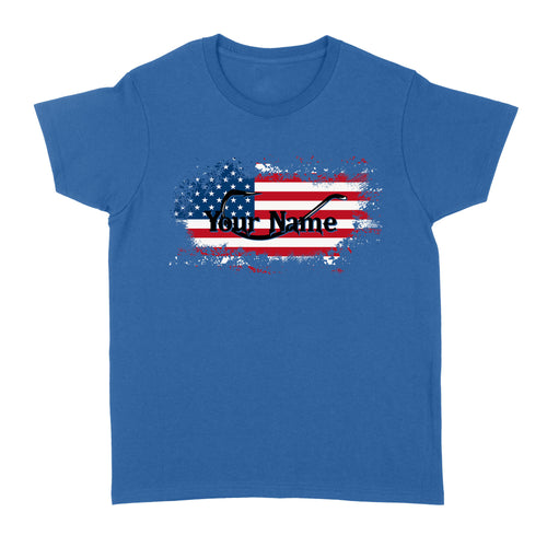 Custom name American Flag Fish Hook fishing Women's T-shirt, personalized fishing apparel gift for Fishing lovers- NQS1198