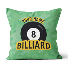 Load image into Gallery viewer, Personalized Green 8 Ball Billiards Pillow Custom Gifts For Pool Players VHM0844