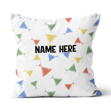 Load image into Gallery viewer, Funny Colorful Billiards Cue And Balls Pattern Custom Name White Pillow TDM0863