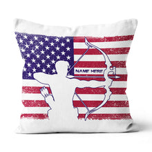 Load image into Gallery viewer, Personalized Patriotic Archer Throw Pillows Best Custom Archery Pillows TDM0901