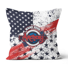 Load image into Gallery viewer, Personalized American Flag Target Archery Pillow Gift For Archery Lovers VHM0934