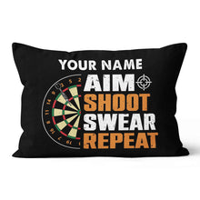 Load image into Gallery viewer, Aim Shoot Swear Repeat Vintage Custom Darts Pillow Personalized Gifts LDT1121