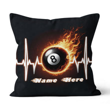 Load image into Gallery viewer, Funny Heartbeat Pulse 8 Ball Pool Flame Customized Name Billiard Pillows TDM0890
