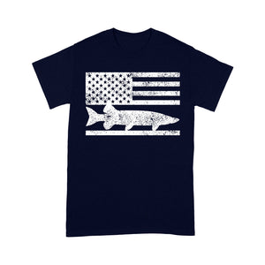 Musky Fisherman American Flag Fishing Men's T Shirt - FSD1412D02