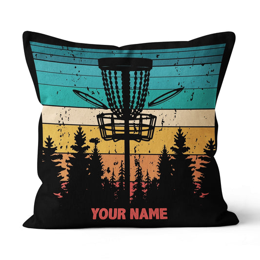 Multicolor Vintage Disc Golf Basket Custom Pillow Personalized Golf Gift LDT1117