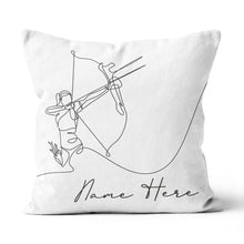 Load image into Gallery viewer, Customized Archery Player Line Drawing White Pillow, Archery Pillow Gift TDM0871