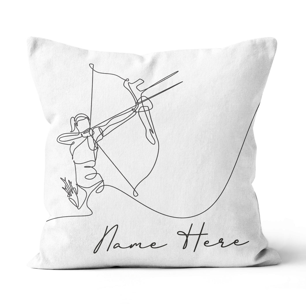 Customized Archery Player Line Drawing White Pillow, Archery Pillow Gift TDM0871