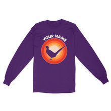 Load image into Gallery viewer, Pheasant Retro Vintage Sunset Custom Name Shirt, Pheasant Hunting Shirt, Gift for Pheasant Lover, Bird Lover Standard Long Sleeve FSD2349D08