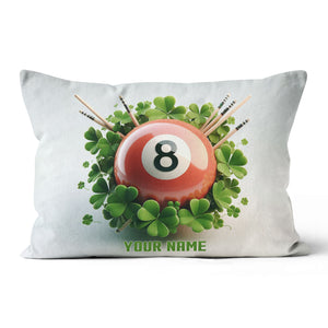 Funny Red Billiard Ball And Clovers Custom White Pillows, Billiard Gifts TDM0817