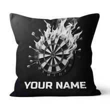Load image into Gallery viewer, Black White Darts Flame Custom Throw Pillow Personalized Darts Gifts LDT1159