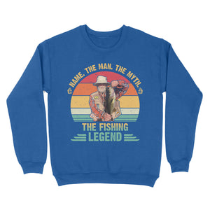 Custom name picture the man the myth the fishing legend personalized gift Standard Crew Neck Sweatshirt