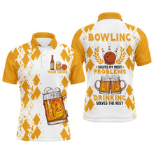 Load image into Gallery viewer, Funny Beer Bowling Shirt Men Polo, Personalized Team Short Sleeves Men Bowlers Jersey NBP18