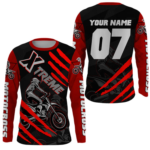 Xtreme Motocross kid&adult custom UV red MX jersey biker racing shirt motorcycle long sleeves PDT225