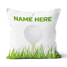 Load image into Gallery viewer, Green Golf Ball On Tee Personalized Pillow For Golfers Custom Golf Gifts LDT1215