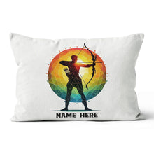 Load image into Gallery viewer, Colorful Men Archer Custom Name White Pillow, Best Archery Pillow Gifts TDM0857