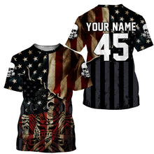 Load image into Gallery viewer, Patriotic Motocross jersey custom name number UPF30+ American flag adult&amp;kid MX racing motorcycle NMS958