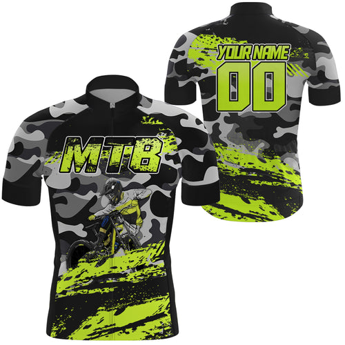 Custom Mens Womens MTB Cycling Jersey Mountain Bike Green Camo Bicycling Downhill Rider Racing Shirt| NMS818